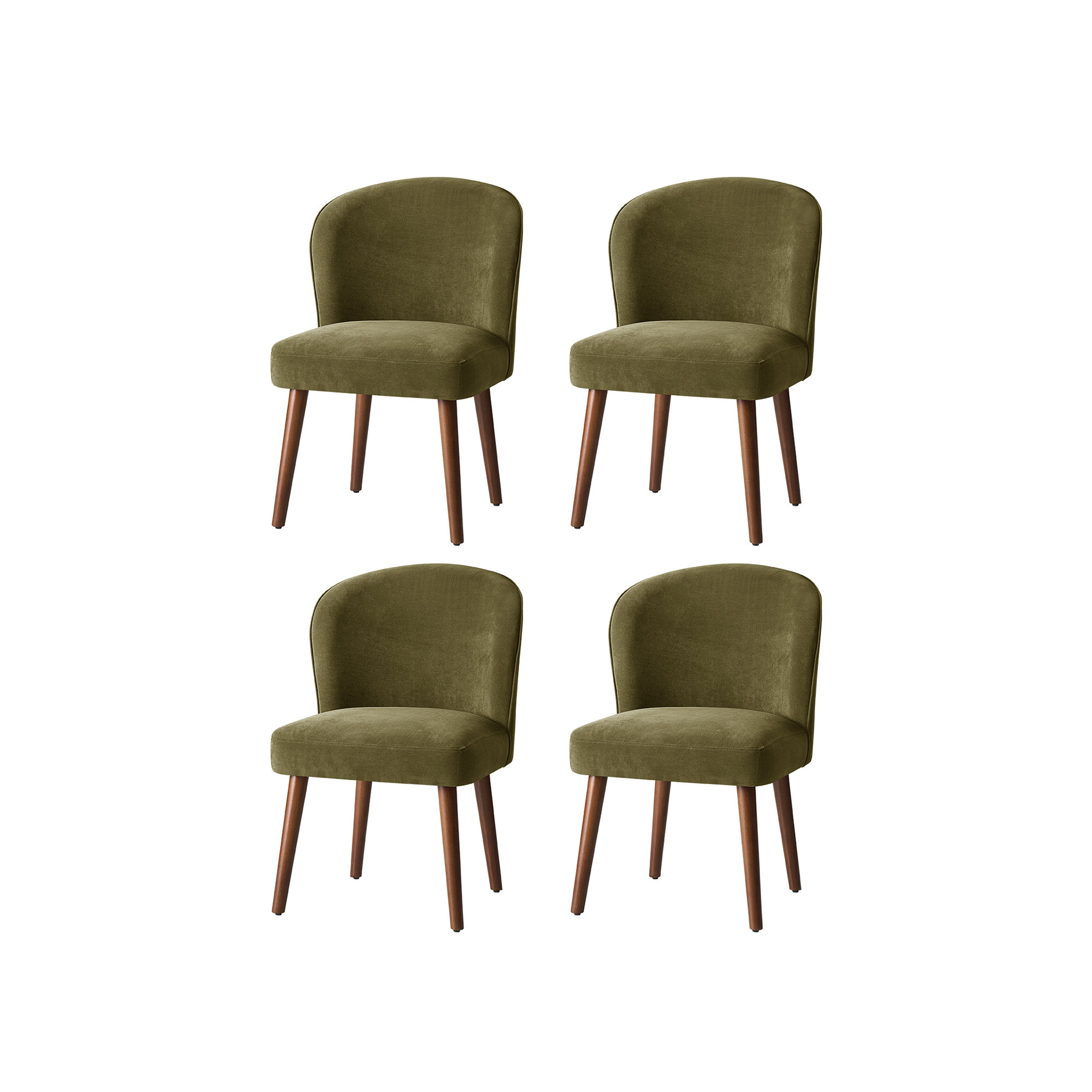 Palmdale Mid-Century Modern Upholstered Dining Chair Set, Moss, 4