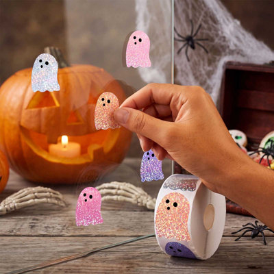 Décorations d'Halloween : 500 autocollants fantômes pailletés, décorations de fête mignonnes et effrayantes, autocollants autoadhésifs pour les activités manuelles des enfants, le scrapbooking et la décoration des fenêtres et des murs.