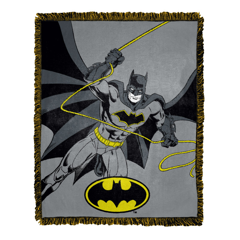 Warner Bros. Batman Grey Gotham Jacquard Throw Blanket, Fan Home Decor, 46x60 Inches