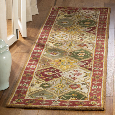 Geno Hand Tufted Wool/Cotton/Latex Oriental Rug in Red/Yellow/Green