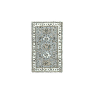 Tapis oriental rectangulaire gris en laine noué à la main 3 pi 1 po x 5 pi 0 po - MOA10284744