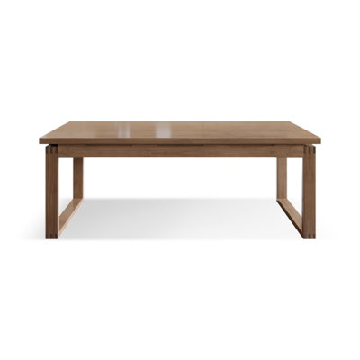 Bureau d'écriture rectangulaire à 6 tiroirs en bois massif brun noisette
