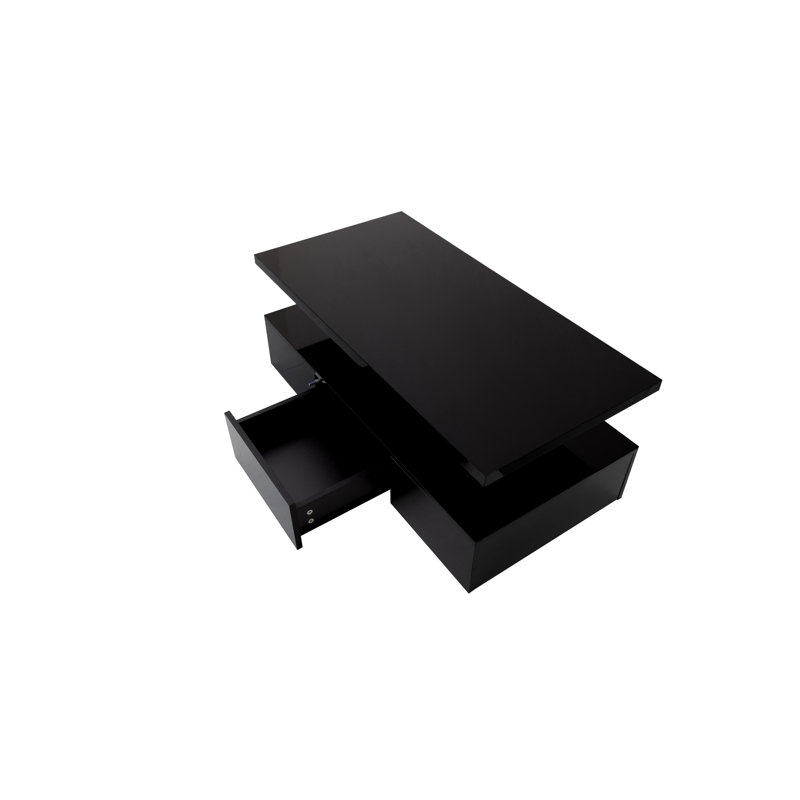 Campbelle Block Coffee Table with Storage, Black