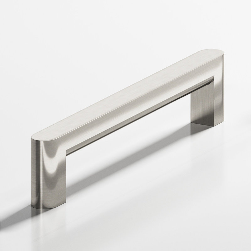 Square Cabinet Pull With Rounded Back And Ends, 10, Satin Nickel