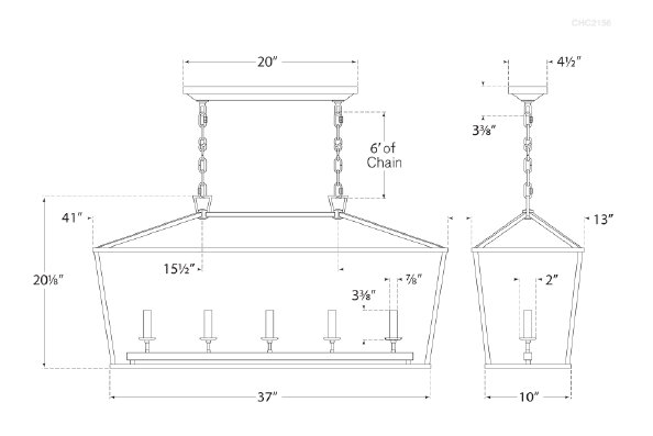 Chapman & Myers Darlana Medium Linear Lantern, Aged Iron