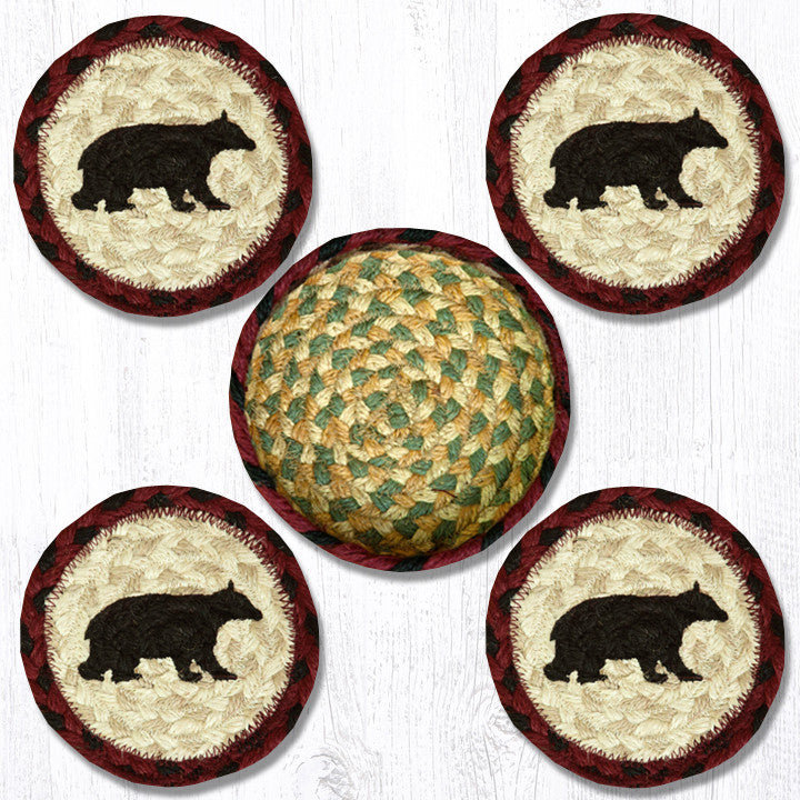  Ensemble de sous-verres ronds en jute 5 po x 5 po, Cabin Bear