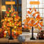 Érable d'automne artificiel illuminé 24 lumières à DEL avec 6 cônes à piles et minuterie, décorations d'automne pour la fête de l'Action de grâce