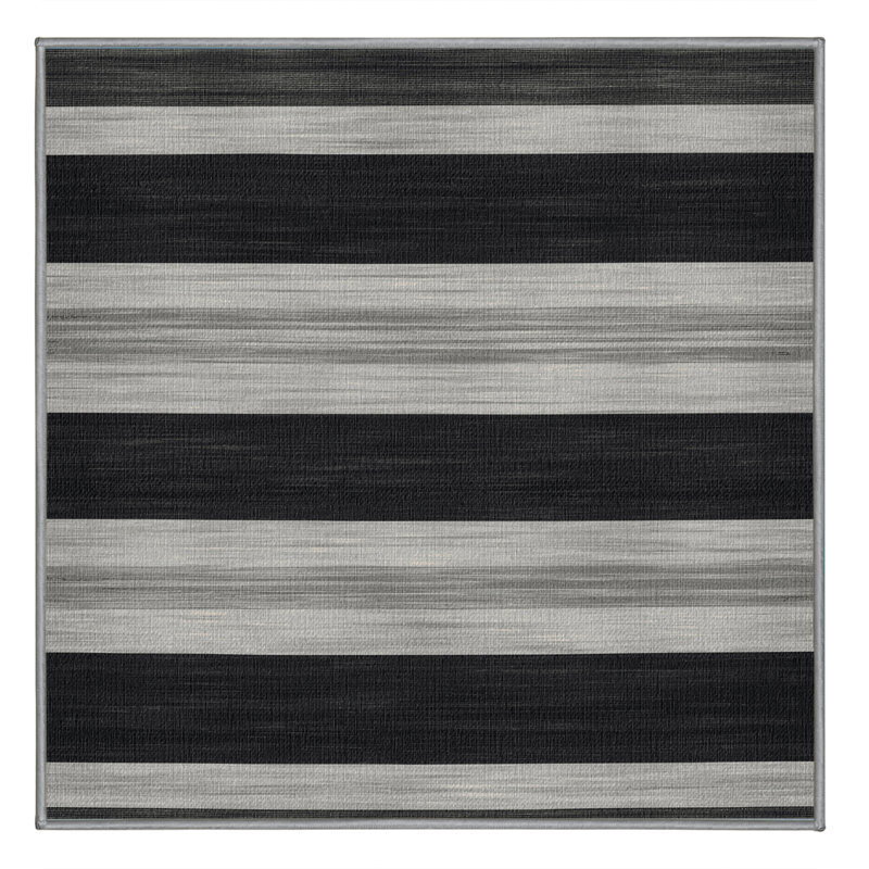 Washable Charcoal Light Gray Striped Area Rug, Rectangle 5' x 7'