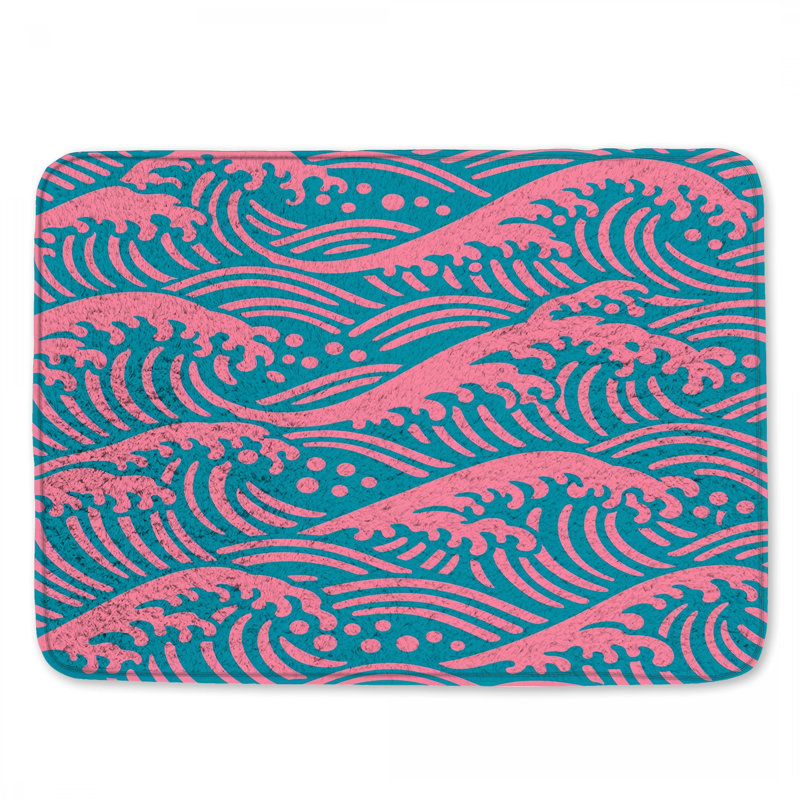 Tapis de bain Pink Ocean Waves, 34in W x 21in L