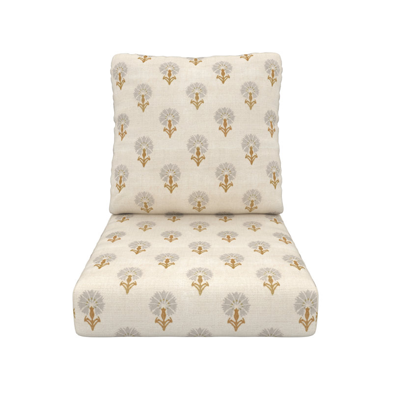Amala Sunbrella® Outdoor Deep Seating Lounge Chair Seat/Back Cushion, Sunbrella Mira Seasalt