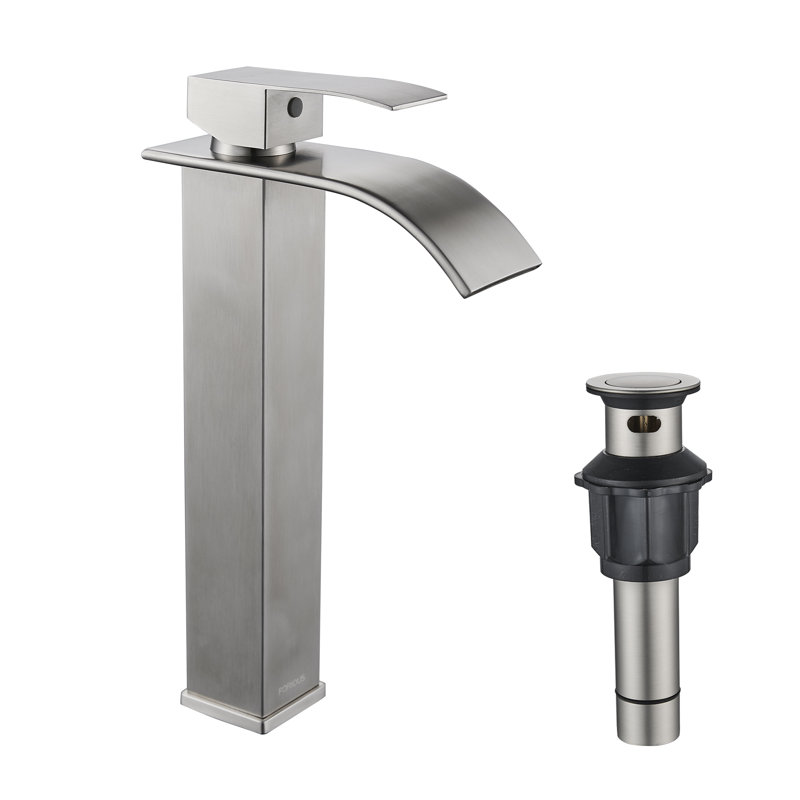 Single-handle Bathroom Faucet with Drain Assembly, Brushed Nickel