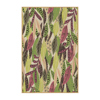 Tapis rond brun à motif floral