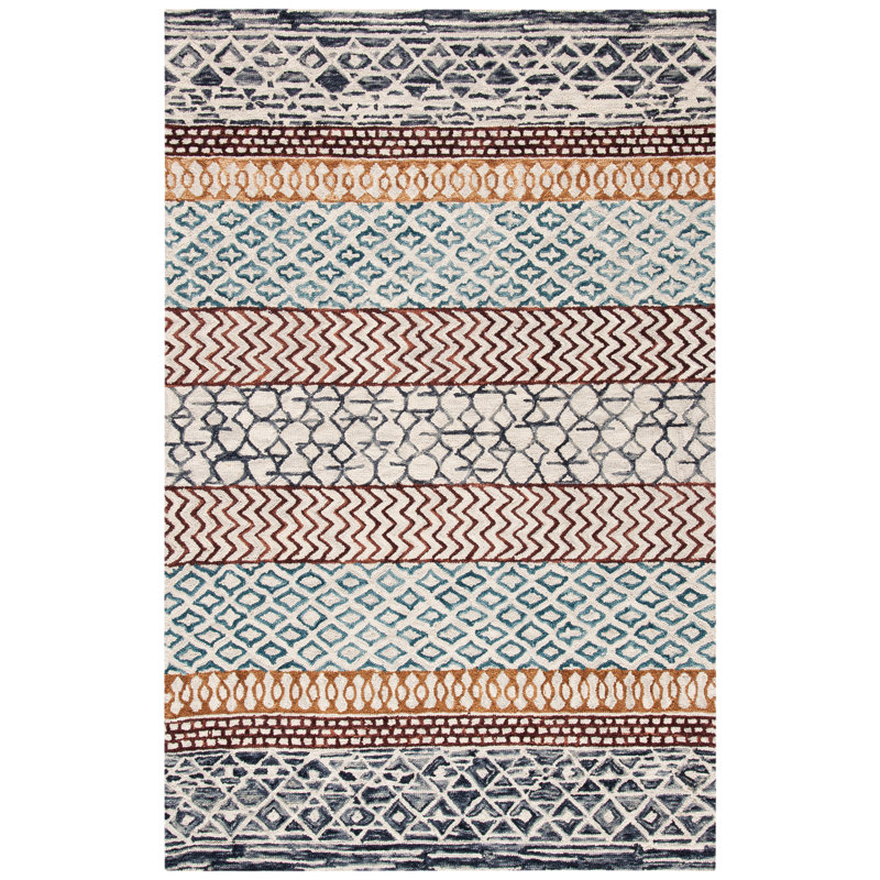 Tapis de style sud-ouest en laine / coton touffeté à la main Capri, Rectangle 6 pi x 9 pi