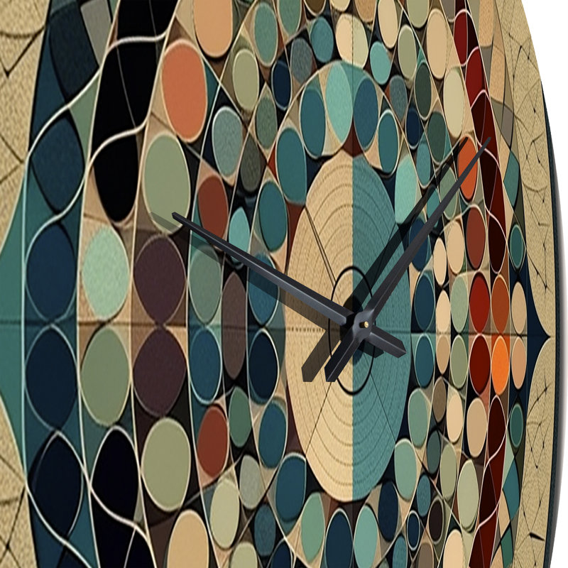Le grand mystère, illustration de mandala rétro III - horloge murale moderne géométrique, Très grand