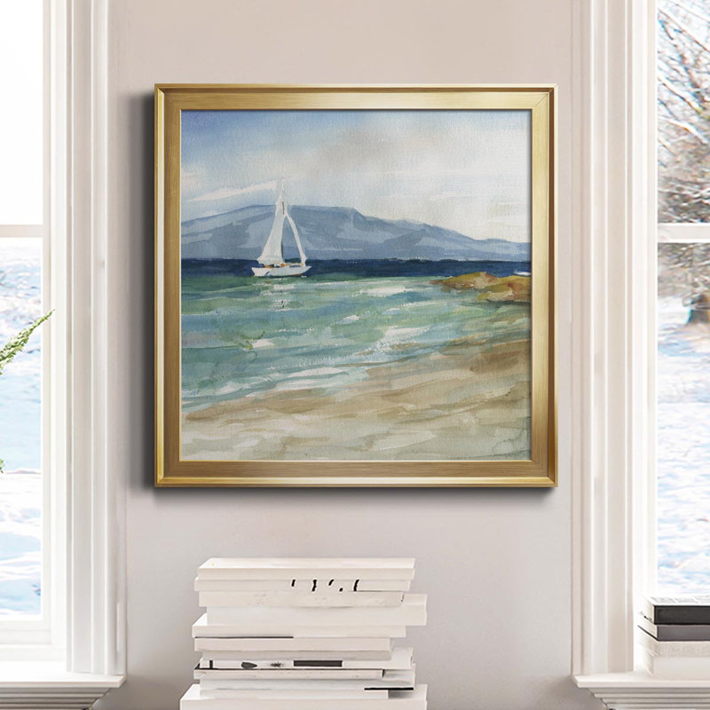 «Come Sail Away», peinture sur toile encadrée, Or, H 17,5 po x l 17,5 po x P 1,5 po