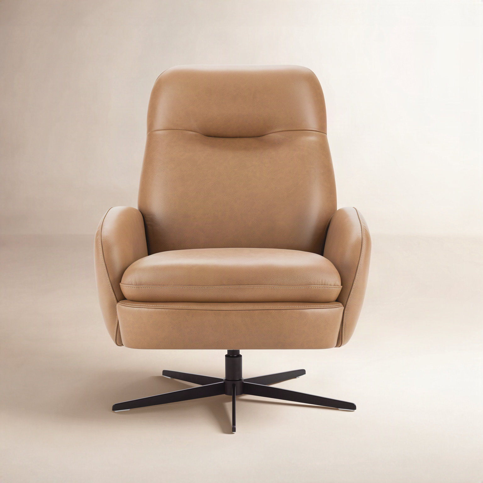 Danva 32" Genuine Leather Manual Swivel Recliner, York Butternut Genuine Leather