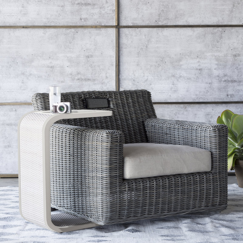 Rustic Woven Swivel Lounge And Speaker Slate Grey, Slate Grey, Dove Sunbrella Linen, No Welt