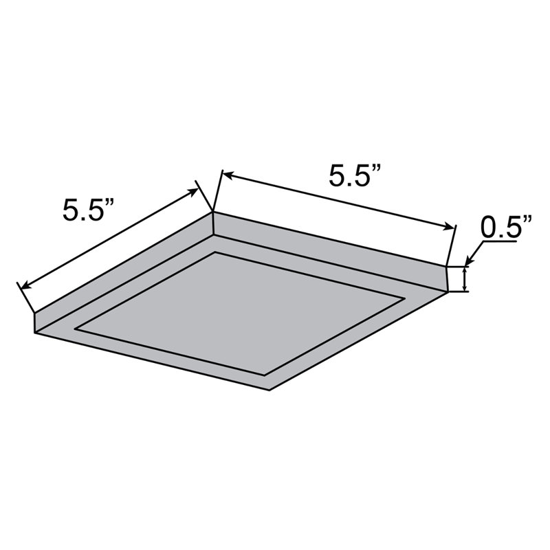 Skiljo Acrylic Flush Mount, White, 0.5" H x 5.5" W x 5.5" D