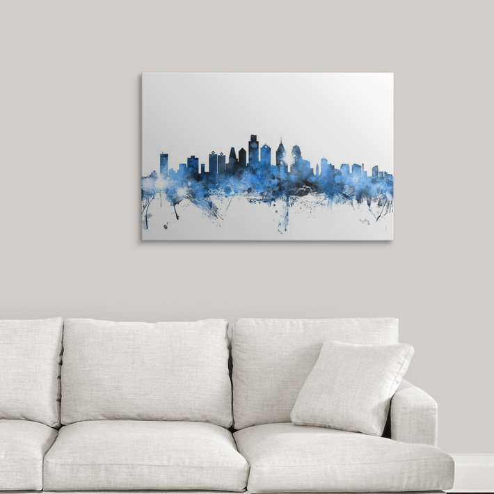 «Philadelphia Pennsylvania Skyline» par Francy, impression, H 24 po x l 36 po x P 1,5 po, Toile