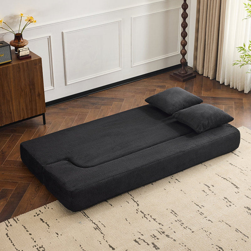 Canapé-lit convertible Lounger, Similifourrure noire
