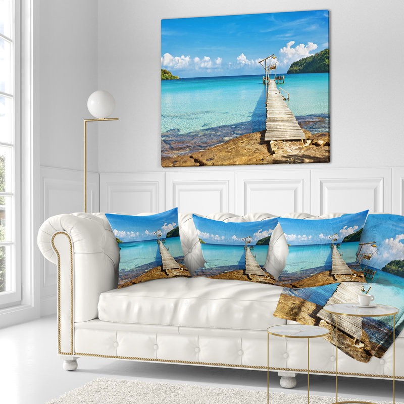 Coussin décoratif en bois vieux pilier de mer seascape old, 16 po x 1 po, Coussin décoratif