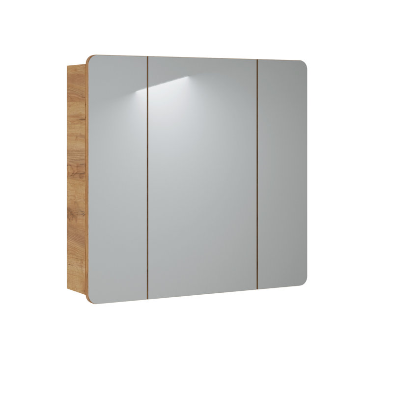Coolranny Surface Mirrored Bathroom Cabinets with Mirror and 2 Adjustable Shelves