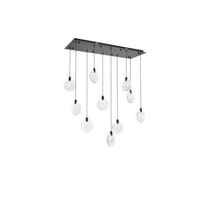 Avery 42 inch Rectangle Crystal Pendant in Black