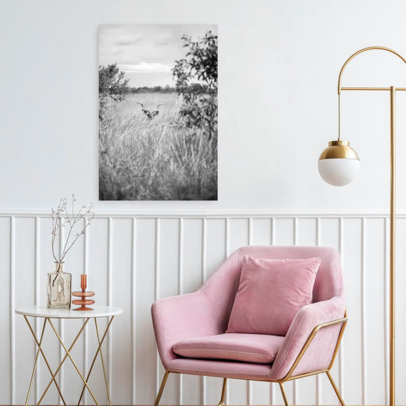 Art contemporain avec paysage de cerfs paisibles sereins tranquilles, H 24 po x l 16 po