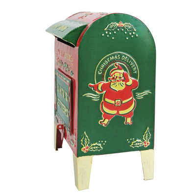 Boîte aux lettres rétro de Noël au père Noël - boîte aux lettres du pôle Nord, décor de Noël, boîtes aux lettres du père Noël, décoration des Fêtes pour les lettres, cartes-cadeaux et présentoir de manteau de cheminée