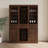 Brown Walnut Color Modular Wine Bar Cabinet Buffet Cabinet With Hutch For Dining Room