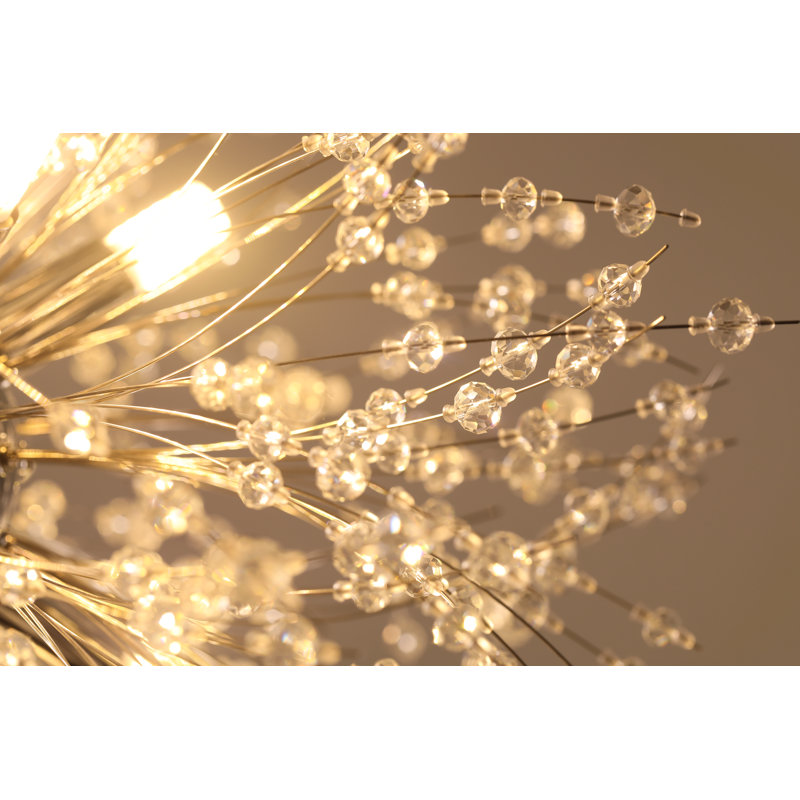 Dandelion 8-Light Sputnik Crystal Chandelier Starburst Sunburst Ceiling Lighting, Chrome