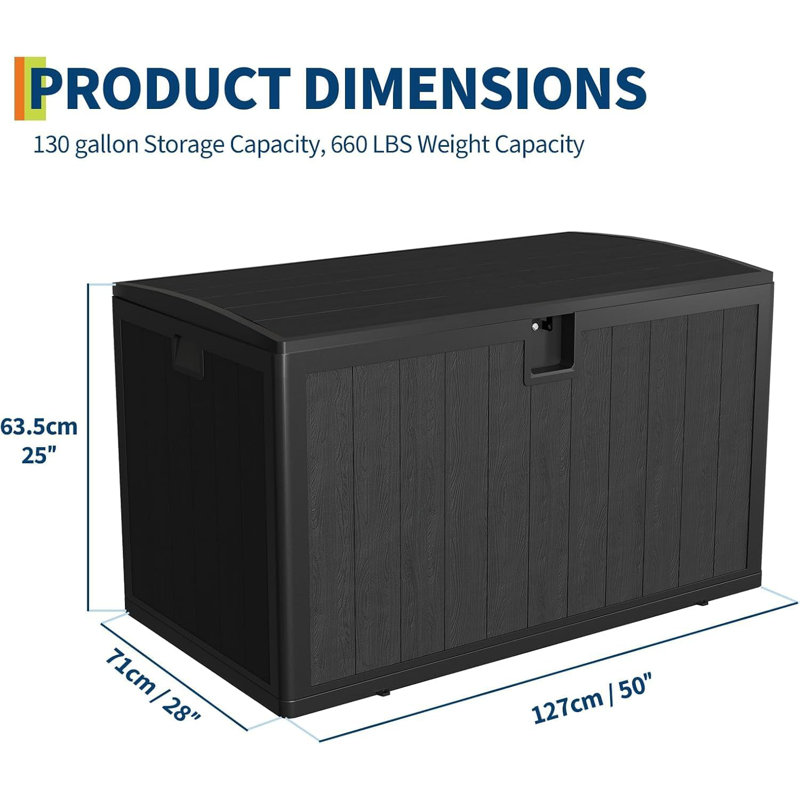 492.1 L Outdoor Storage Box, Deck Box Resin for Package Delivery, Outdoor Storage Boxes Deck Storage Boxes for Patio Furniture, Garden, Tool