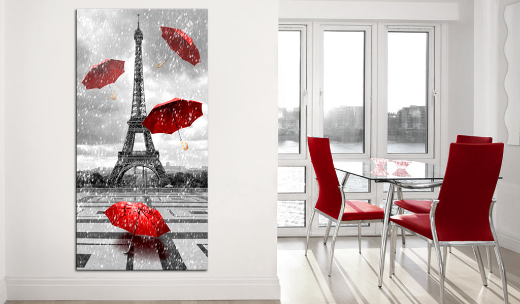 Leinwandbild - Paris: Red Umbrellas