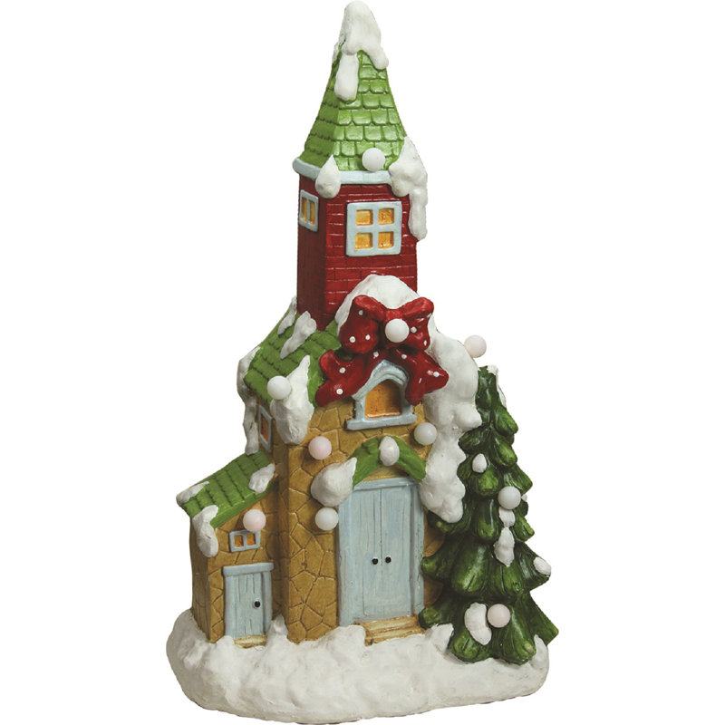 Figurine de Noël 21,25 po pré-éclairée verte et blanche