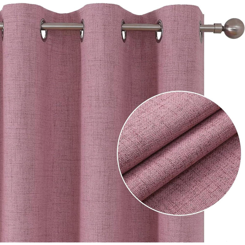 Ensemble de 2 panneaux de rideaux obscurcissant pour chambre à coucher 100% texturé, Rose