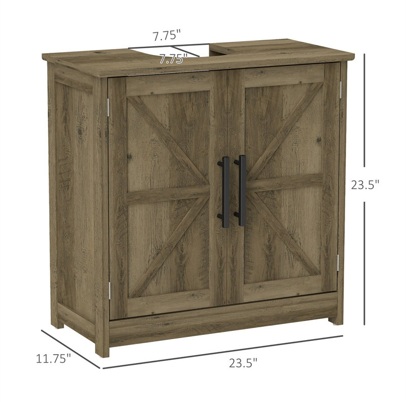 Armoire de salle de bain sous l'évier 23,5 "avec découpe en U et tablette réglable