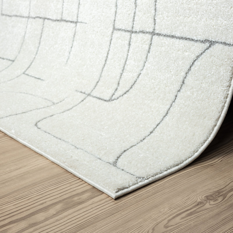 Abani Cupp COZ120A Modern Cream Grey Lines Area Rug, Rectangle 5'12" x 8'12"