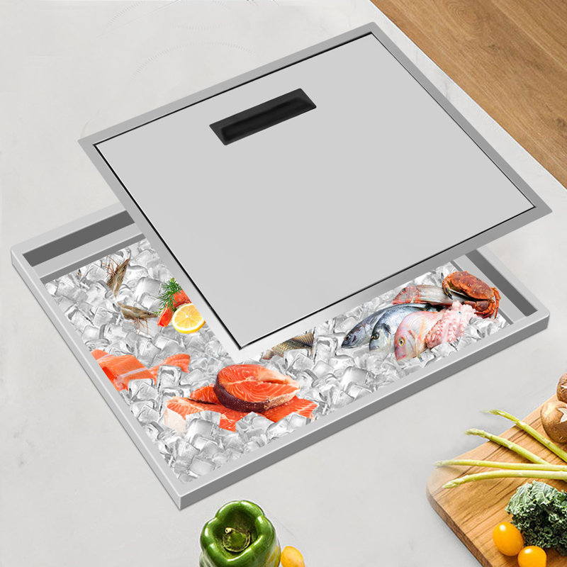 Coffre à glace en acier inoxydable 66 L / 69,7 pte, sans machine à glaçons pour la cuisine extérieure