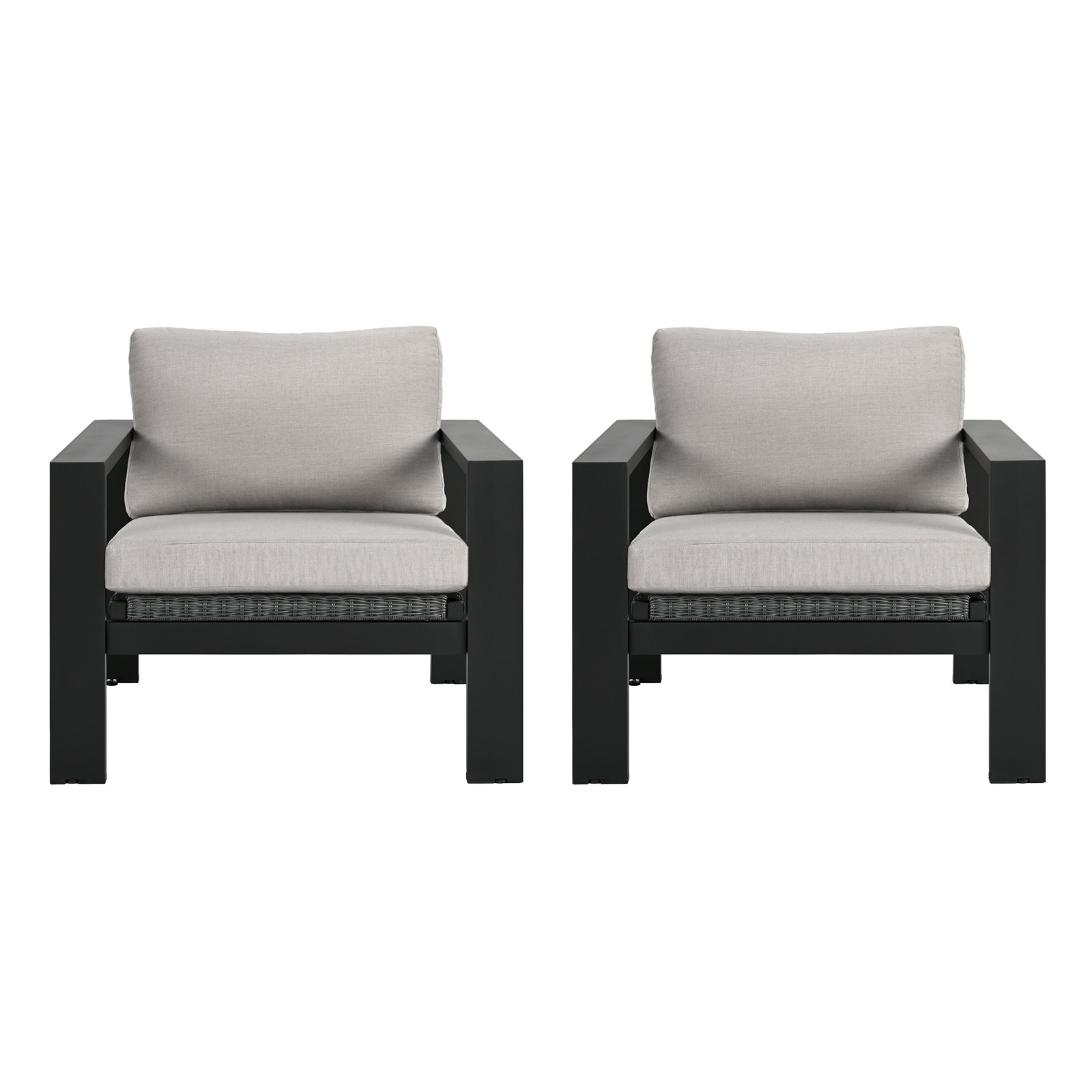 Caputo Aluminum & Rattan Patio Chairs With Light Gray Cushions