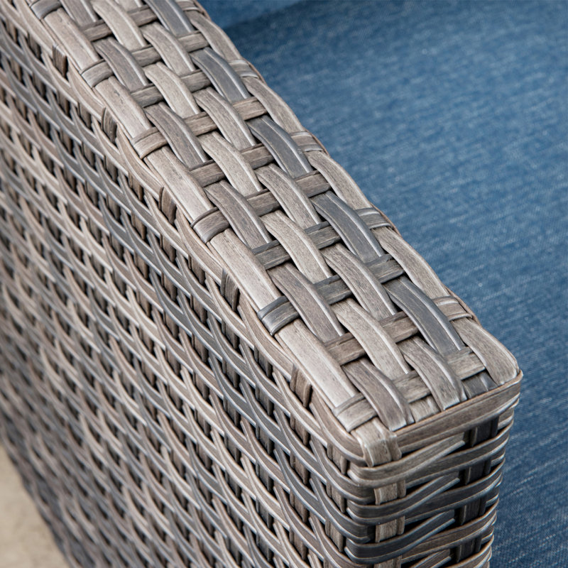 Chaise de patio avec coussins Kaniha, Bleu denim