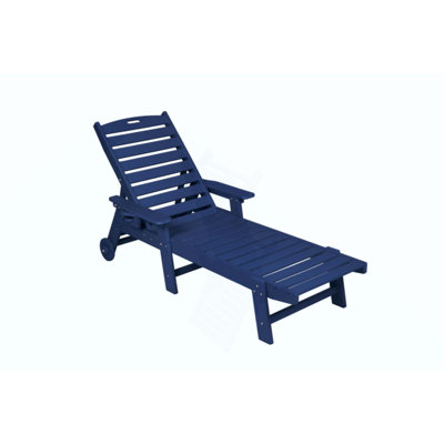 Lounge Chair Outdoor With Wood Texture, Oversized Chaise Lounge Chair With 5 Positions,HDPE,Patio Lounge Chair With Wheels & Cup Holder For Pool, Deck, Poolside