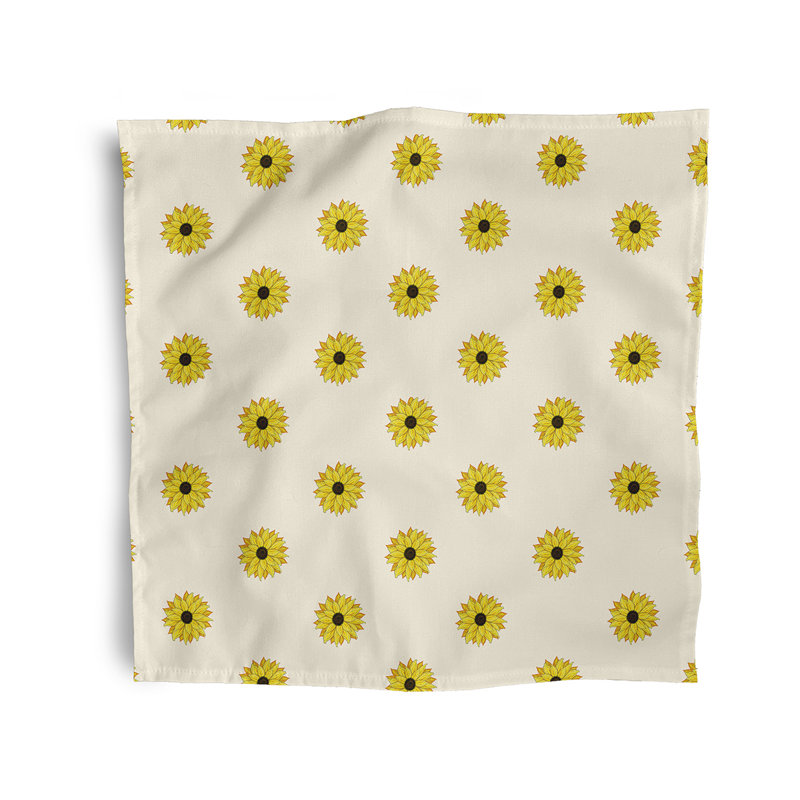 Chrisaun Polyester Floral Square Napkin, Ivory
