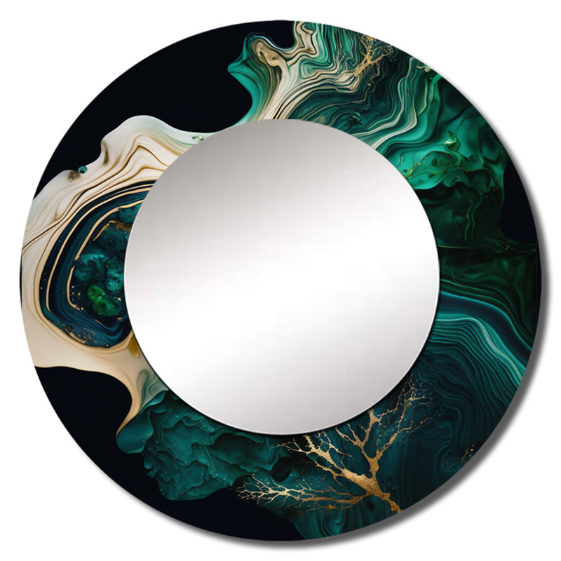 Osmer abstrait Geode Marble I - miroir mural en marbre, miroir décoratif rond moderne, impression d'art en métal