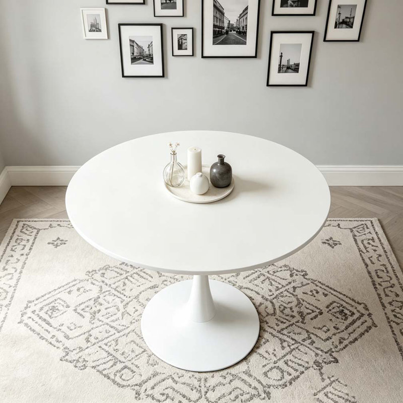 Modern Round Dining Table, White, 29.1'' H X 31.5'' W X 23.6'' D