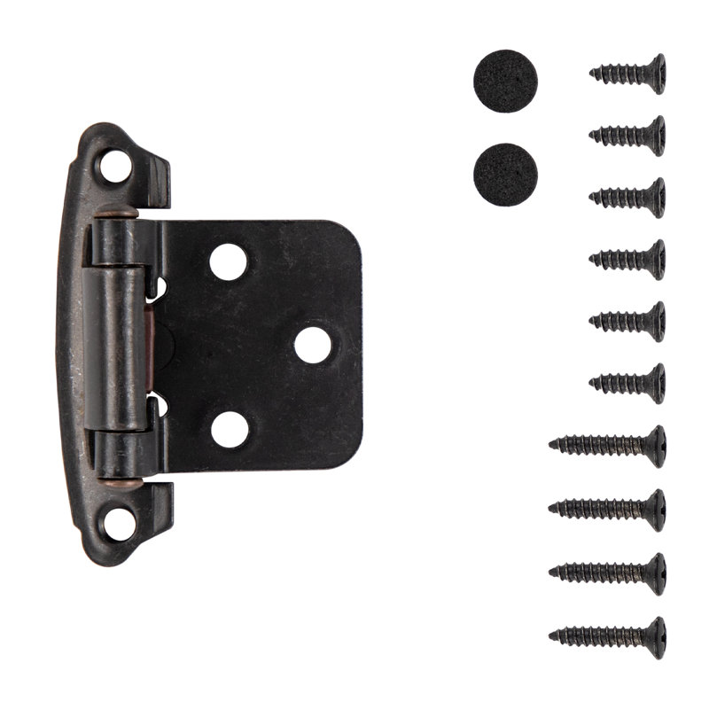 Encadrement de surface à fermeture automatique à surface variable - fer noir - charnières de porte d'armoire (ensemble de 10)