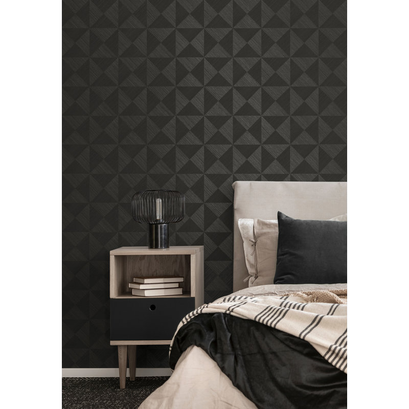 Geometric Vinyl Peel & Stick Wallpaper Roll, Charcoal