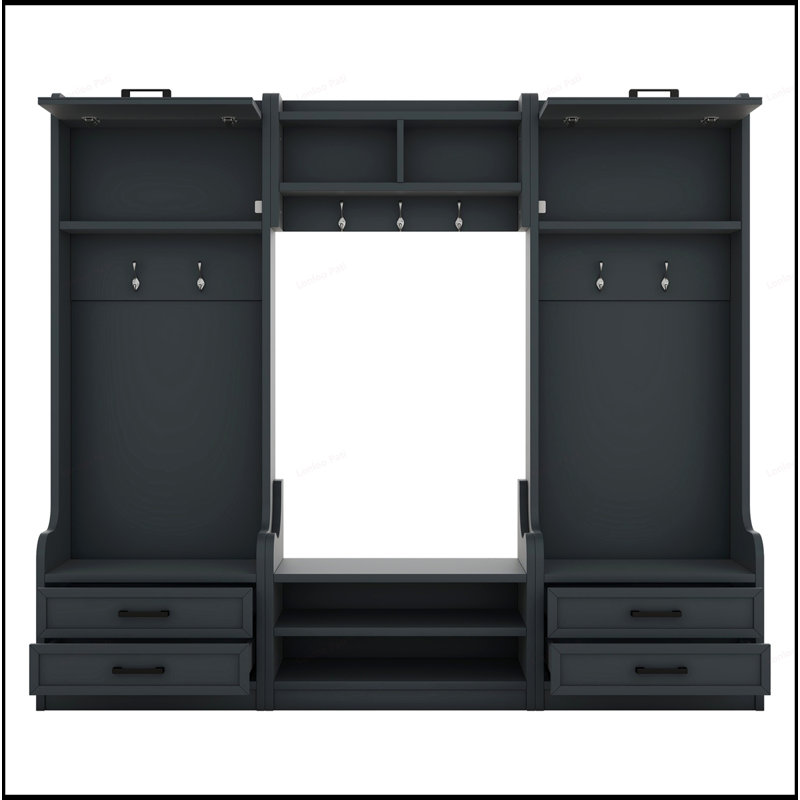 Versatile Detachable Hall Tree with Multiple Storage Options for Organized and Stylish Entryways, Dark Blue