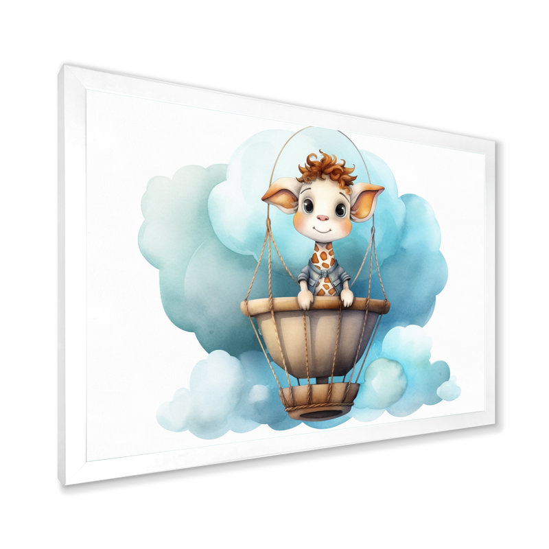 «Nursery Adorable Giraffe III», reproduction sur toile, H 30 po x l 40 po x P 1,5 po, Cadre photo blanc