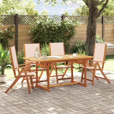 4 - Person Solid Wood Patio Dining Set Rectangular Table with Cushions Included