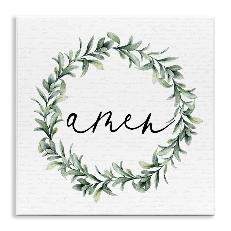 Amen Botanical Wreath & Script Wall Plaque, design by Lettered and Lined